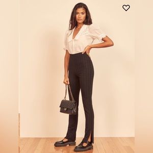 NWOT Reformation Largo Side Slit Metallic Pant - Black - XS - Never Worn